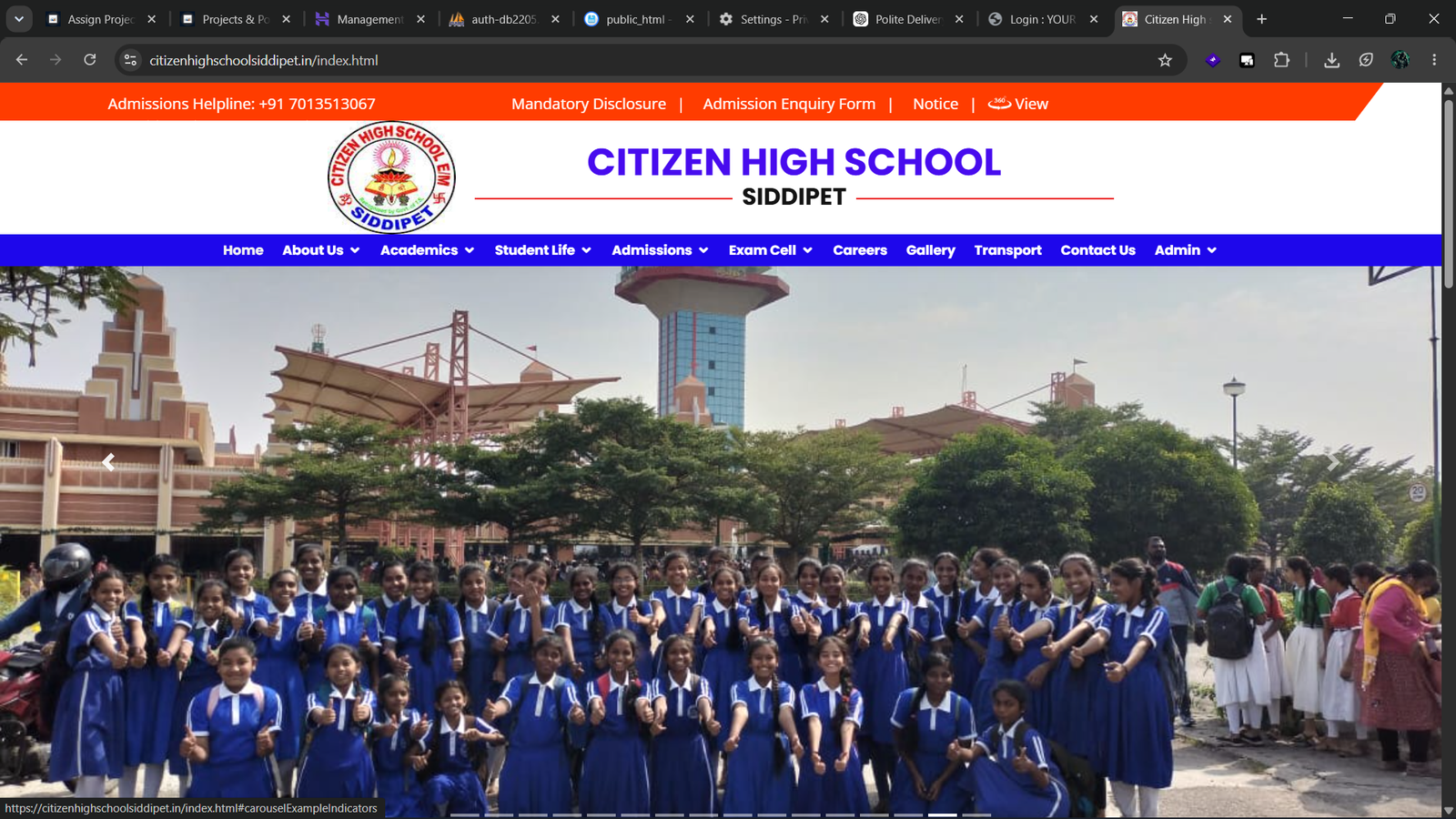 CITIZEN HIGHT SCHOOL - WEBSITE & ADMIN PANNEL